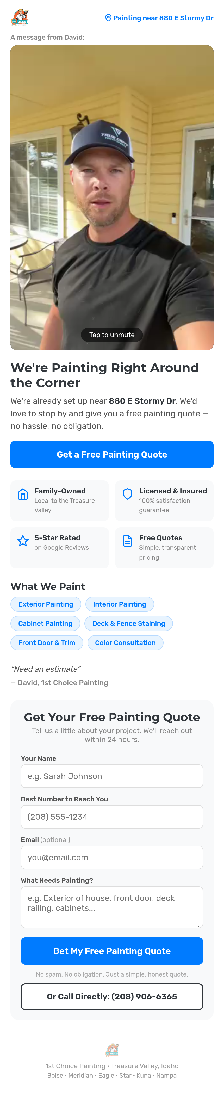 Full scroll of a KnoqGen landing page: hero video, trust badges, service list, and lead capture form.